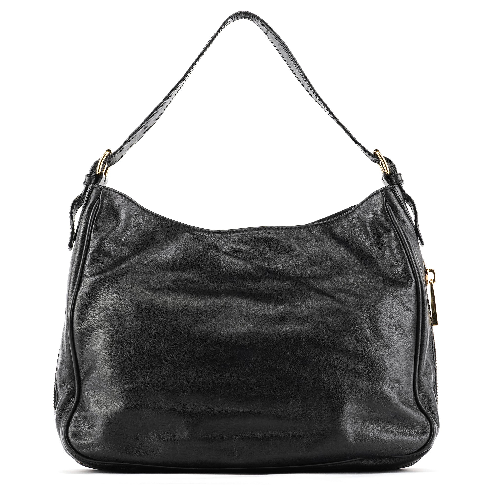 Black Leather Lisa Hobo Shoulder Bag