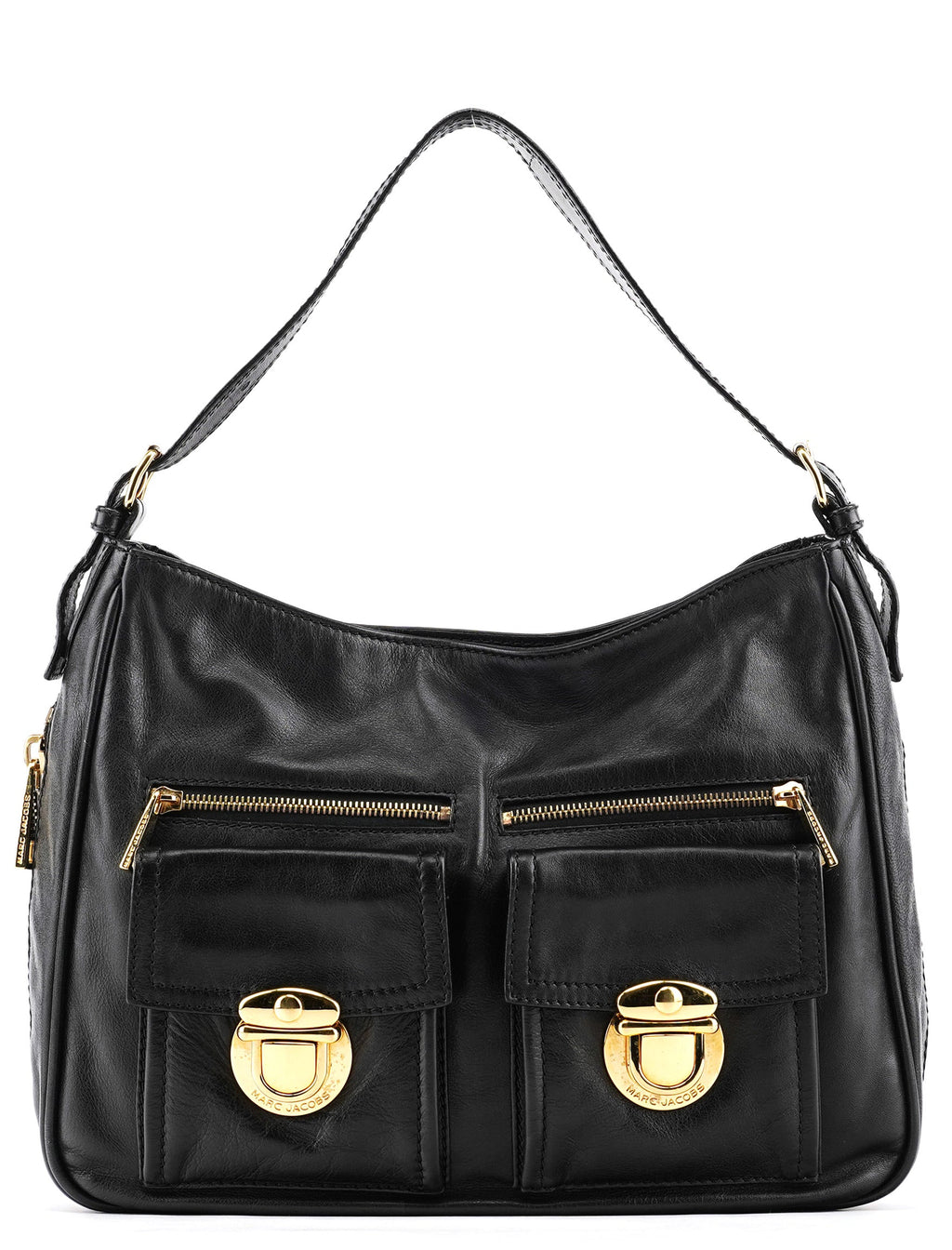 Black Leather Lisa Hobo Shoulder Bag