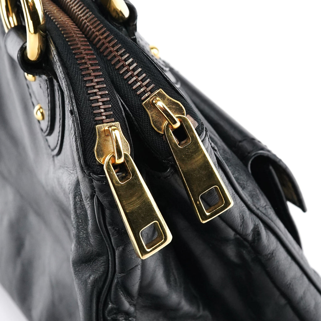 Black Leather Blake Tote Bag