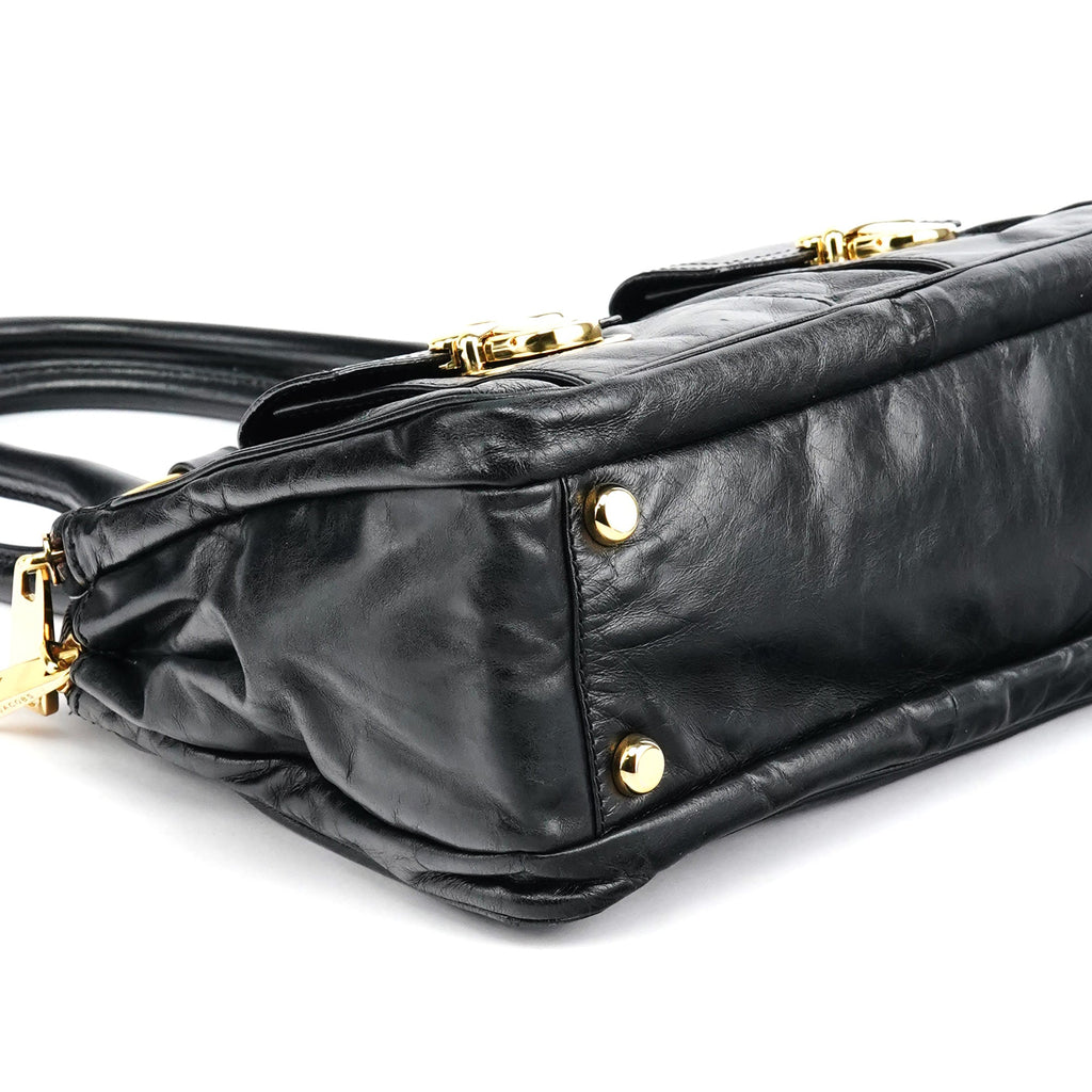 Black Leather Blake Tote Bag