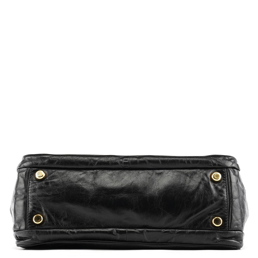 Black Leather Blake Tote Bag
