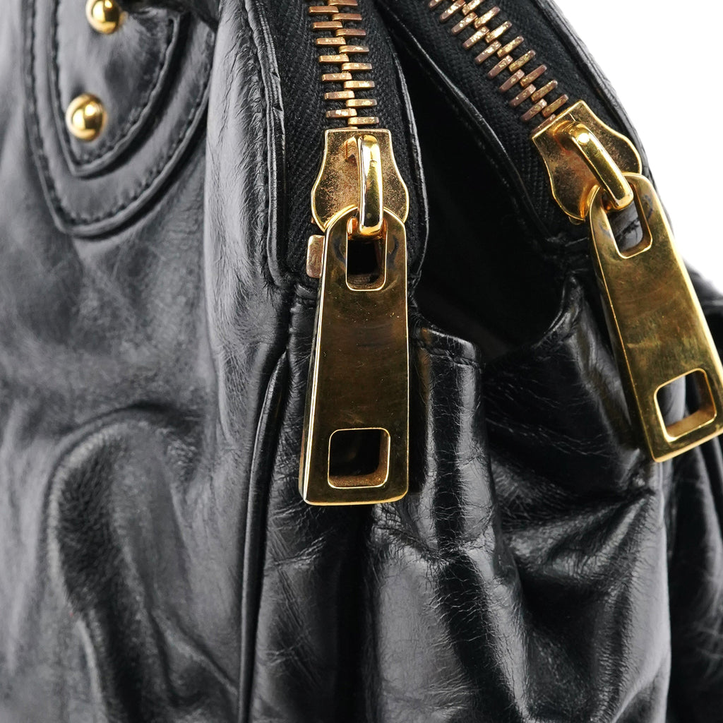 Black Leather Blake Tote Bag