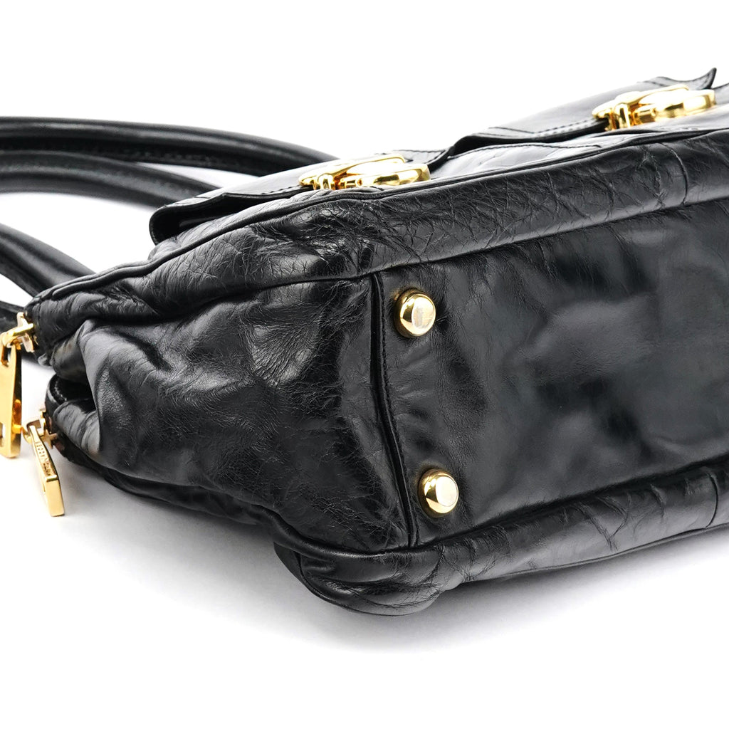 Black Leather Blake Tote Bag