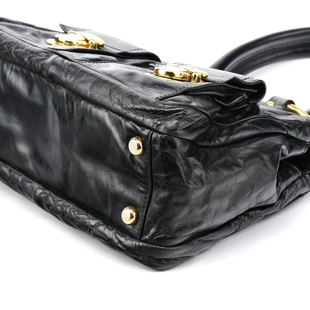 Black Leather Blake Tote Bag