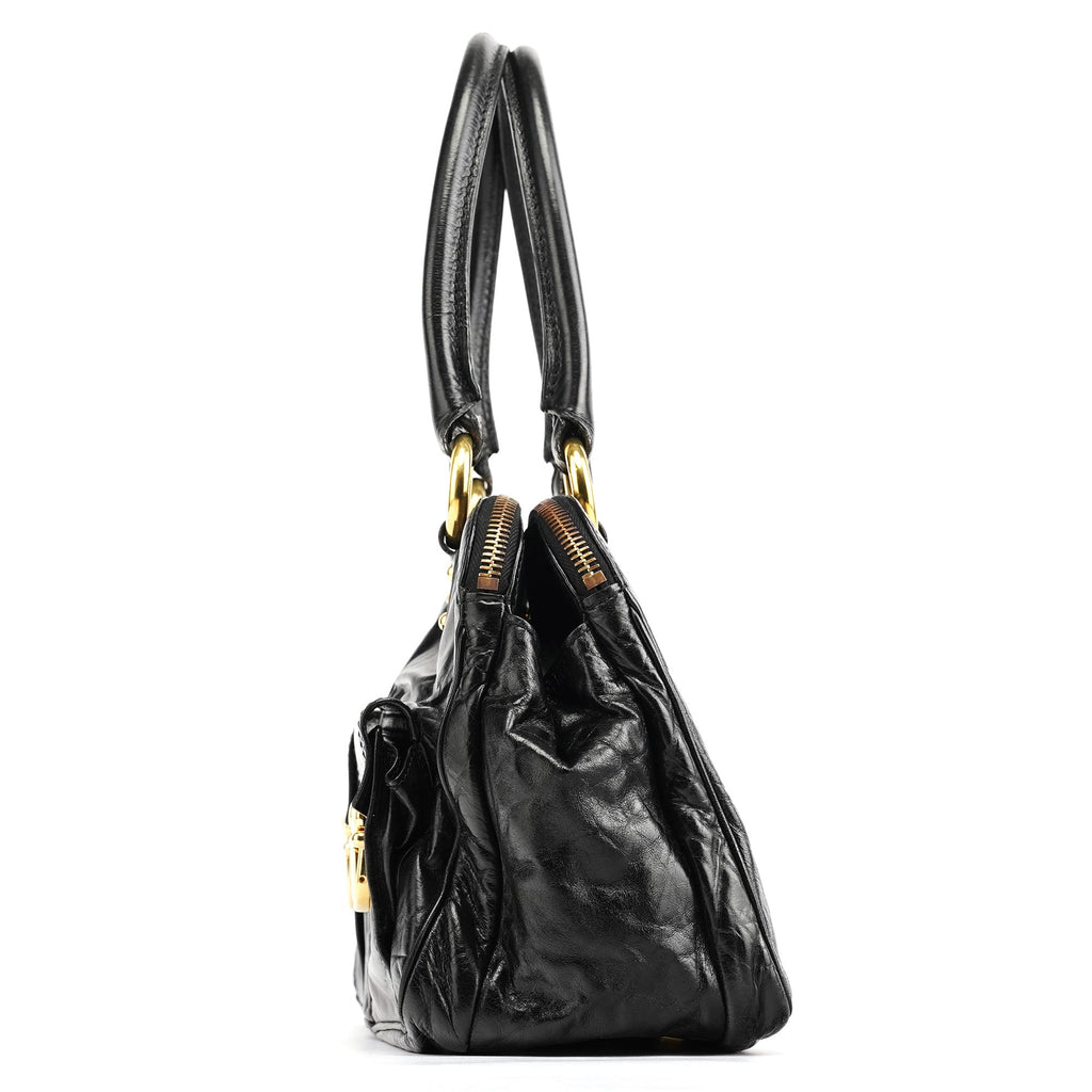 Black Leather Blake Tote Bag