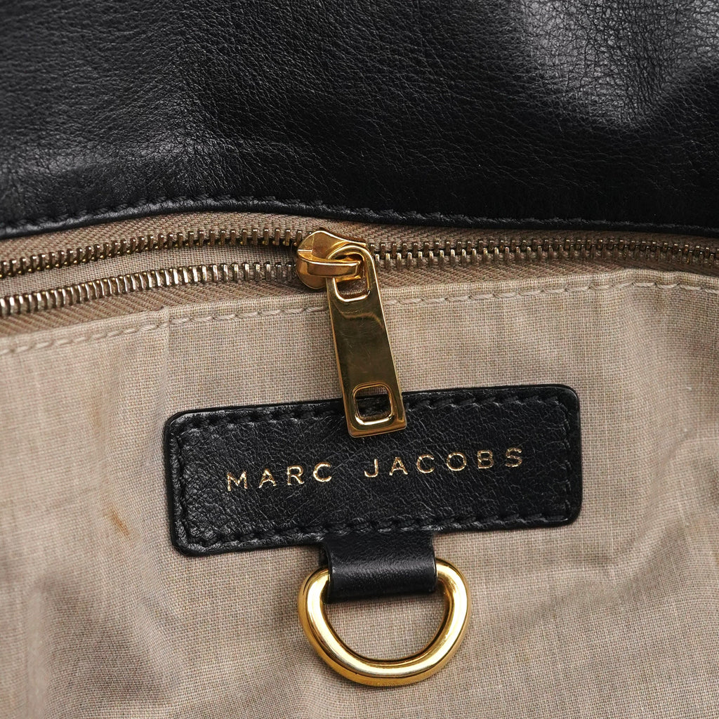 Black Leather Multi Pocket 2-Way Bag