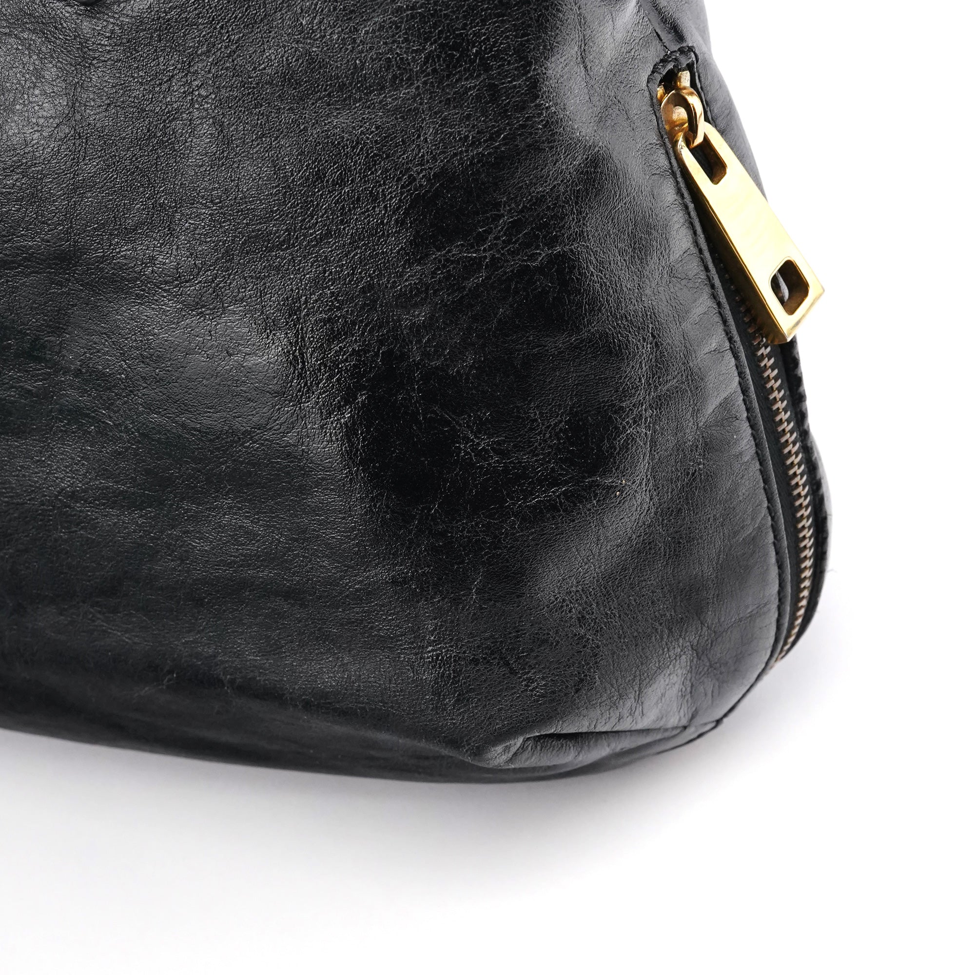 Black Leather Multi Pocket 2-Way Bag
