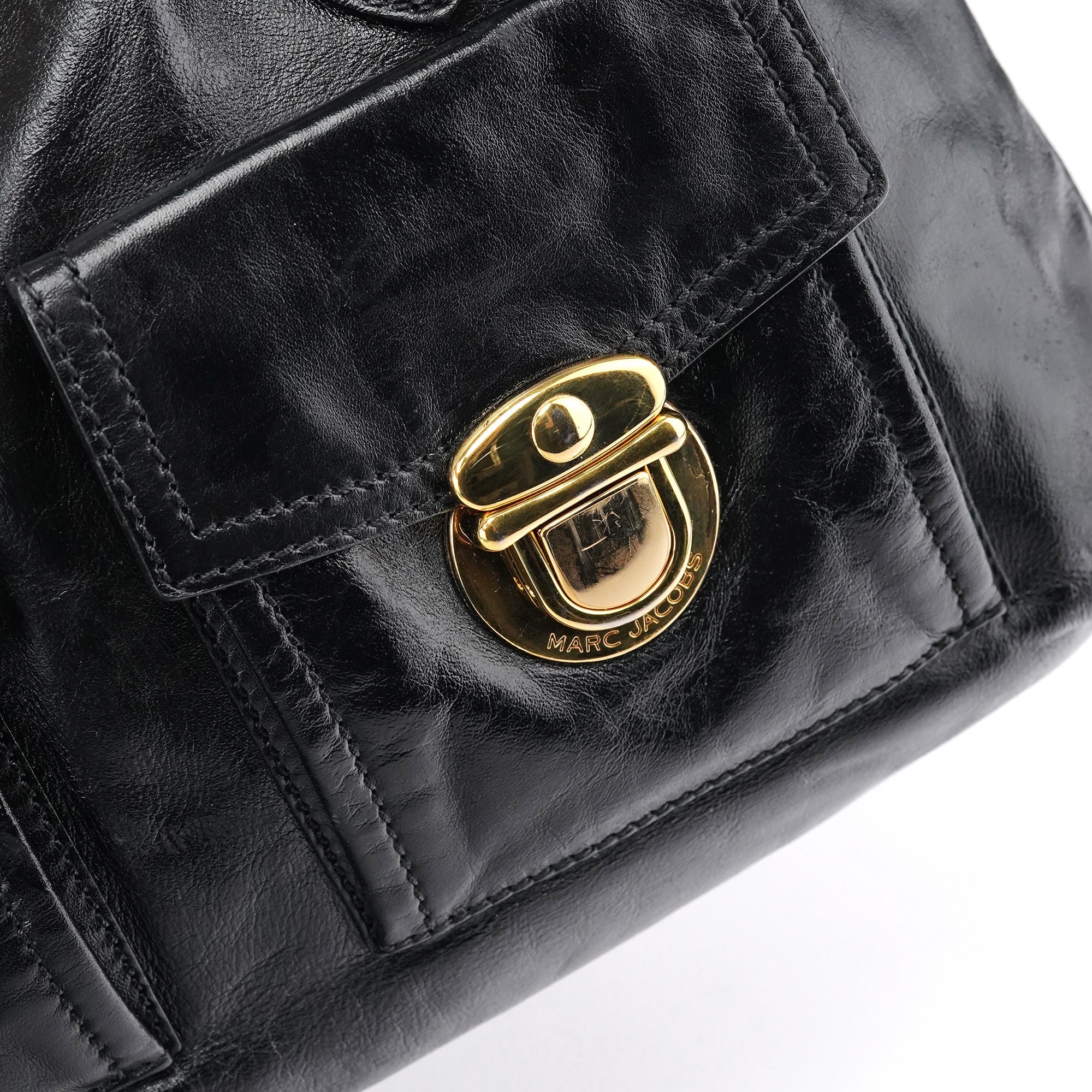 Black Leather Multi Pocket 2-Way Bag