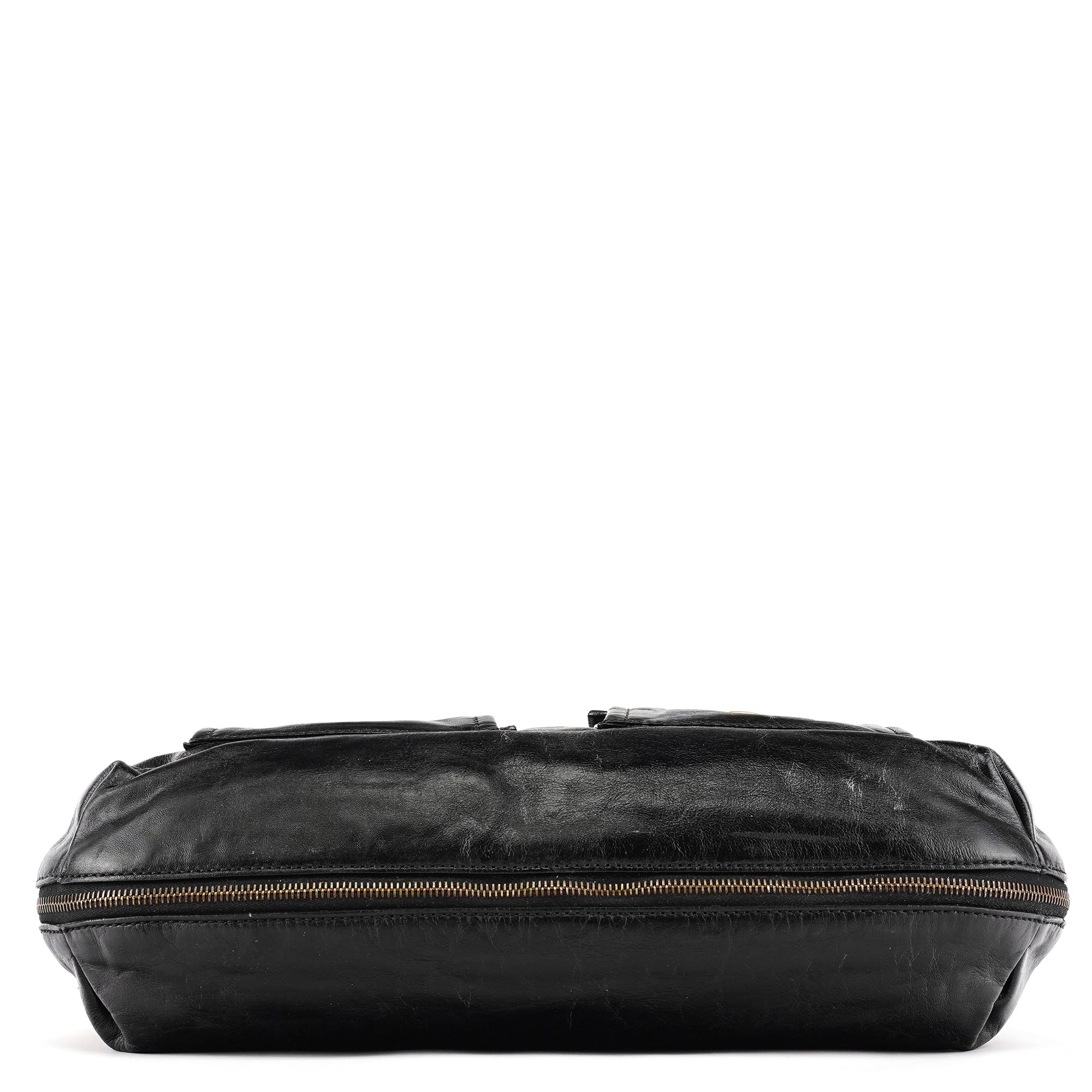 Black Leather Multi Pocket 2-Way Bag