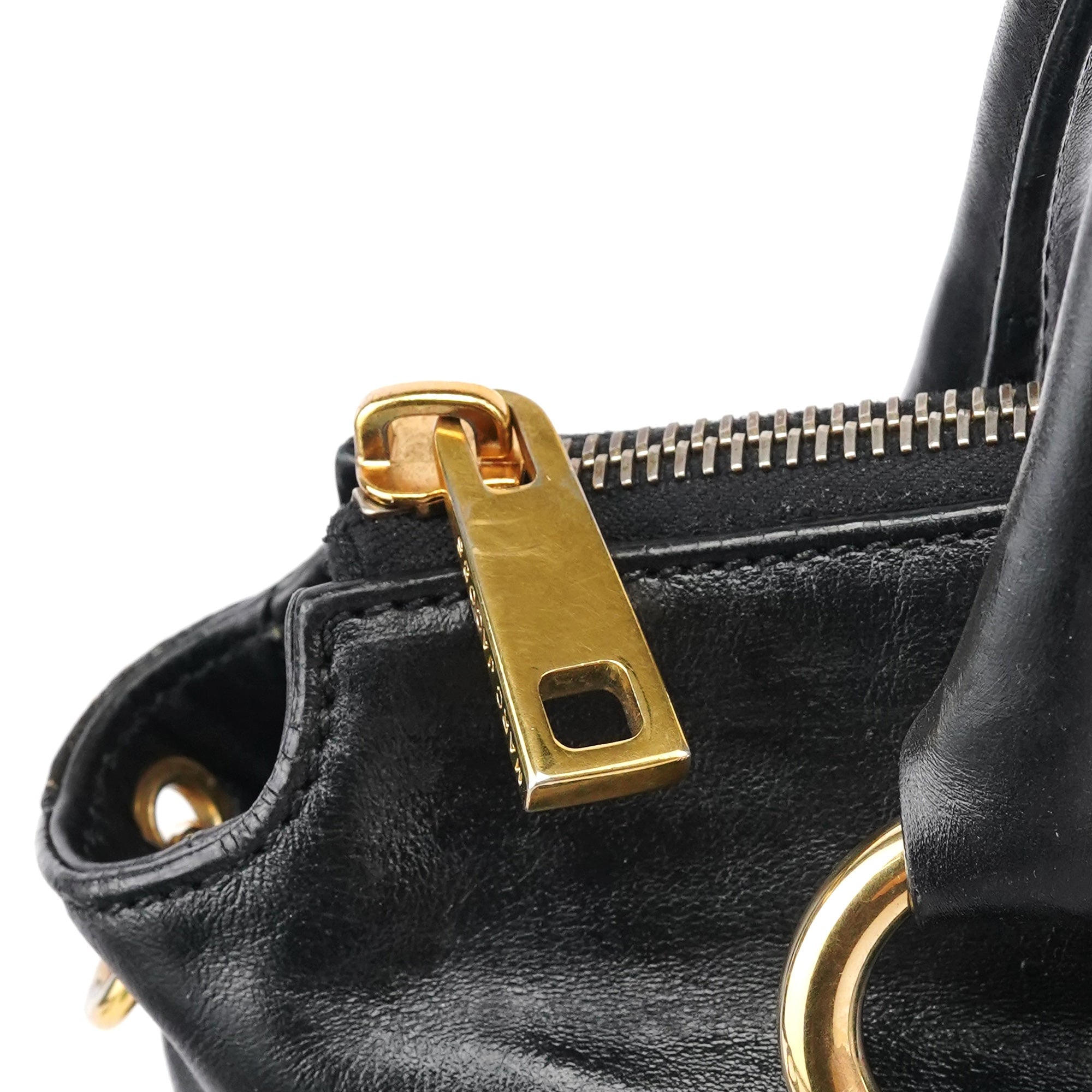 Black Leather Multi Pocket 2-Way Bag