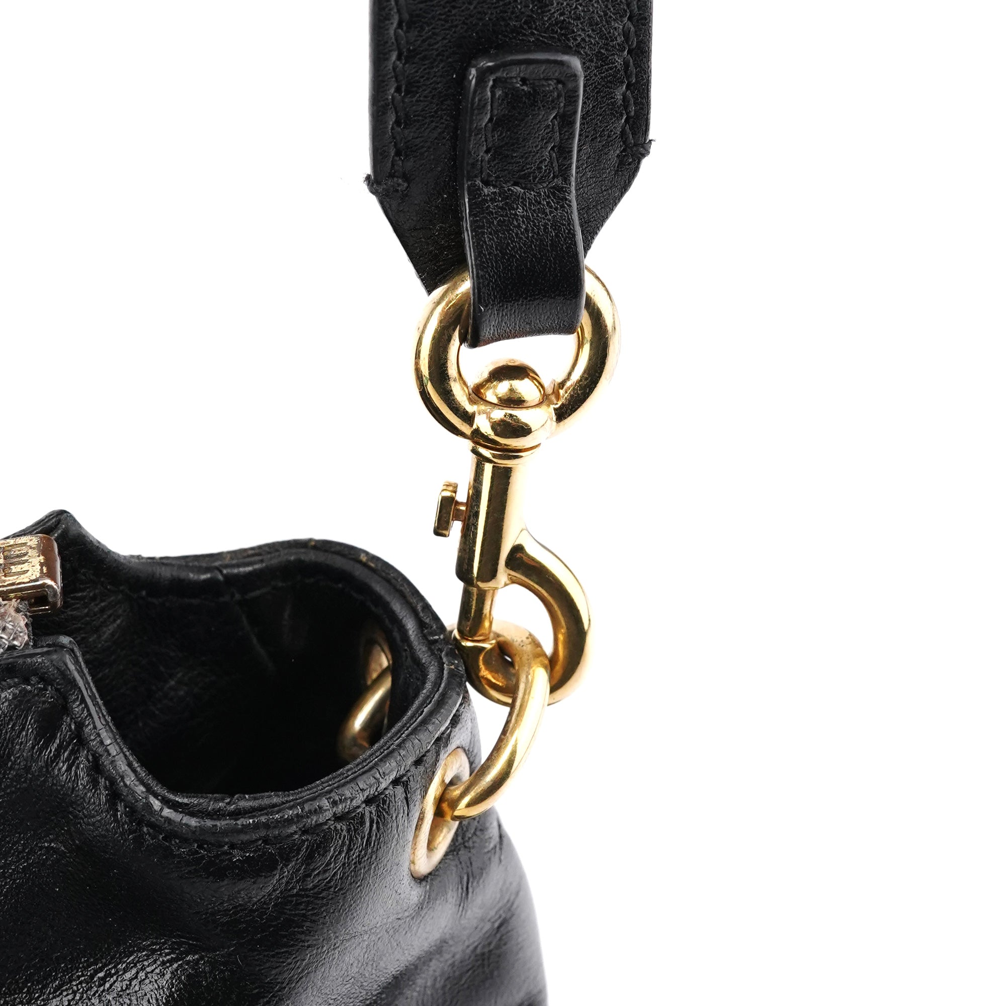 Black Leather Multi Pocket 2-Way Bag