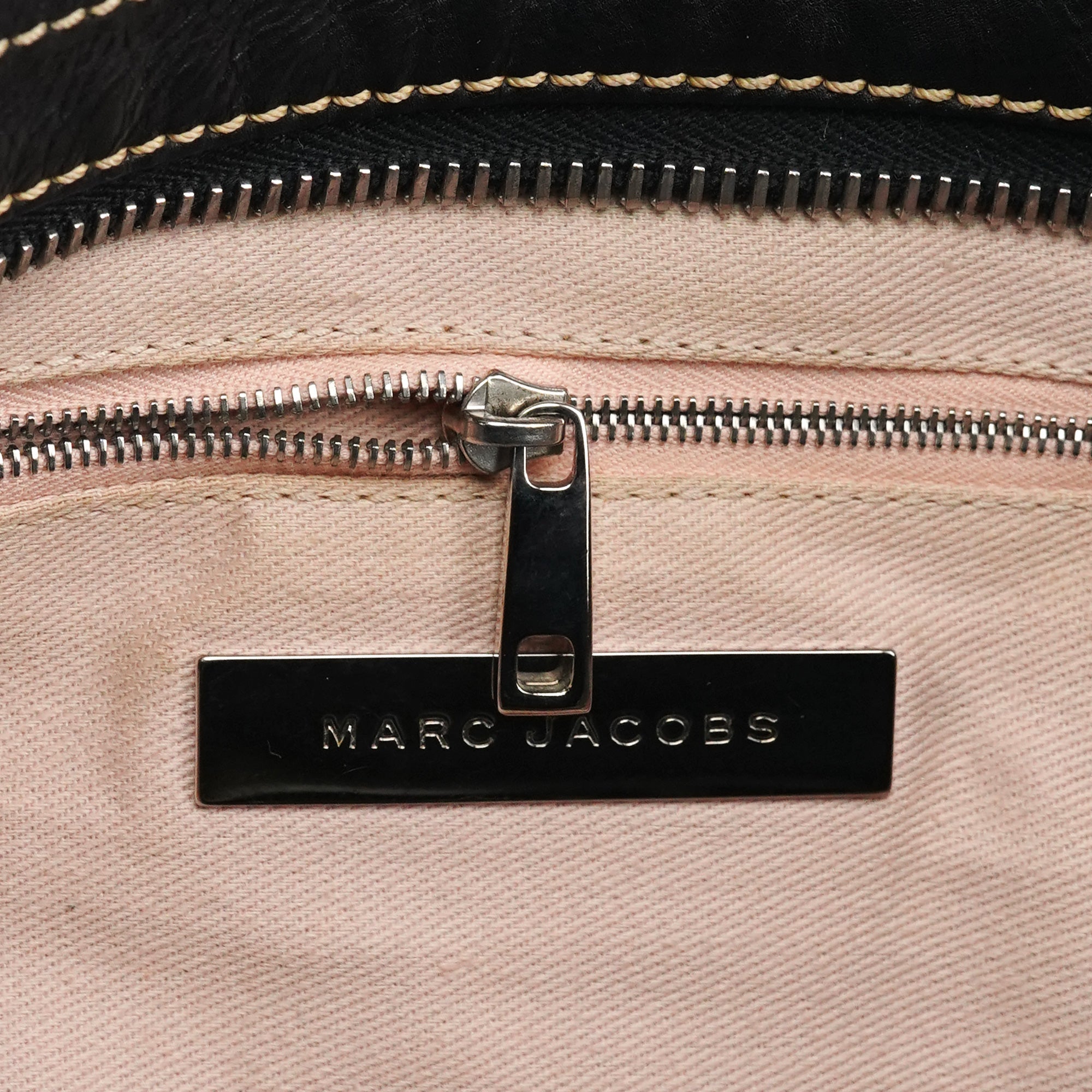 Black Leather Pocket Tote Bag