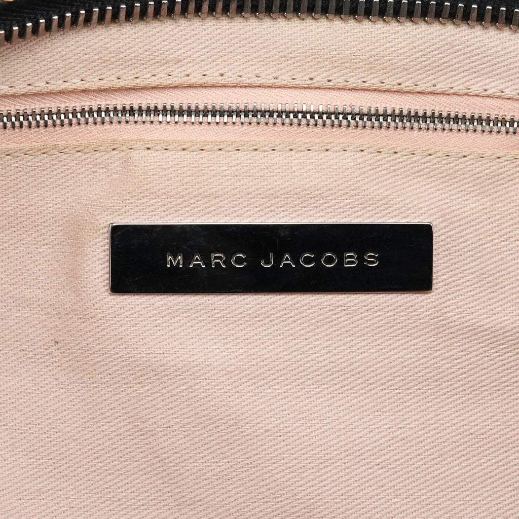 Black Leather Pocket Tote Bag
