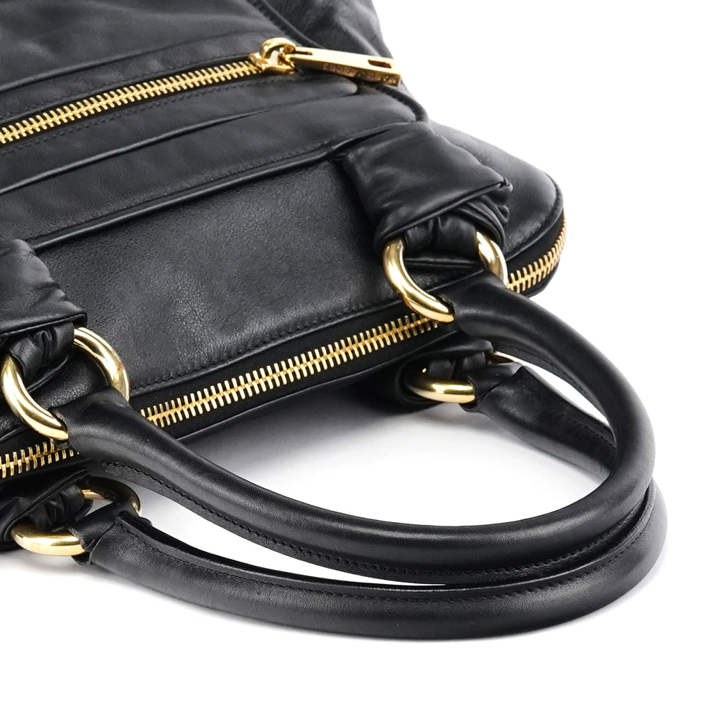 Black Leather Venetia Tote Bag
