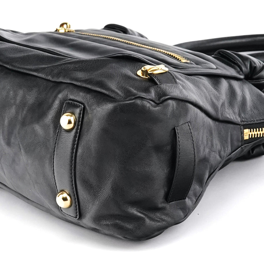Black Leather Venetia Tote Bag
