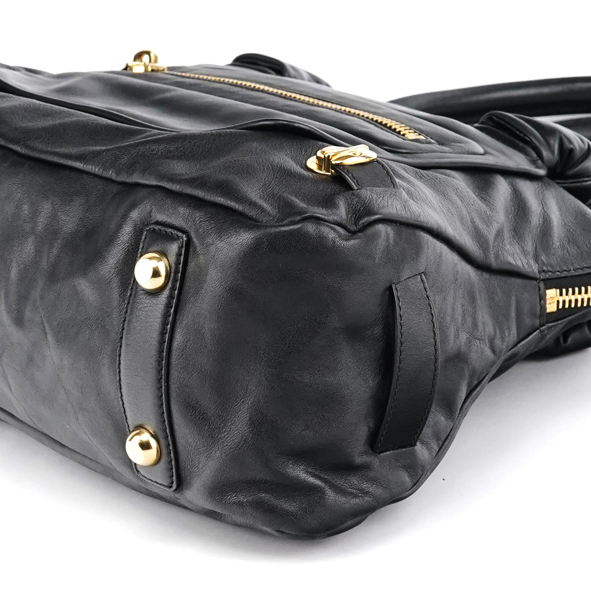 Black Leather Venetia Tote Bag