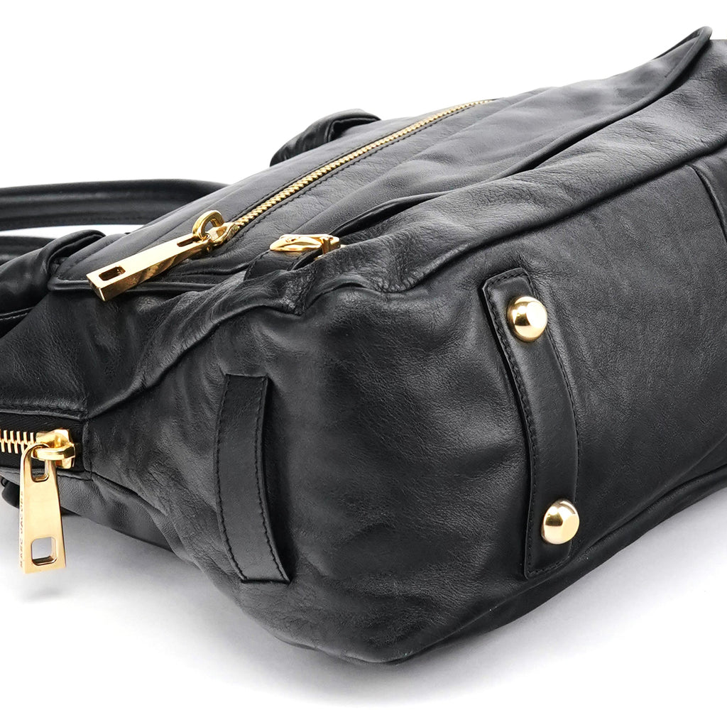 Black Leather Venetia Tote Bag