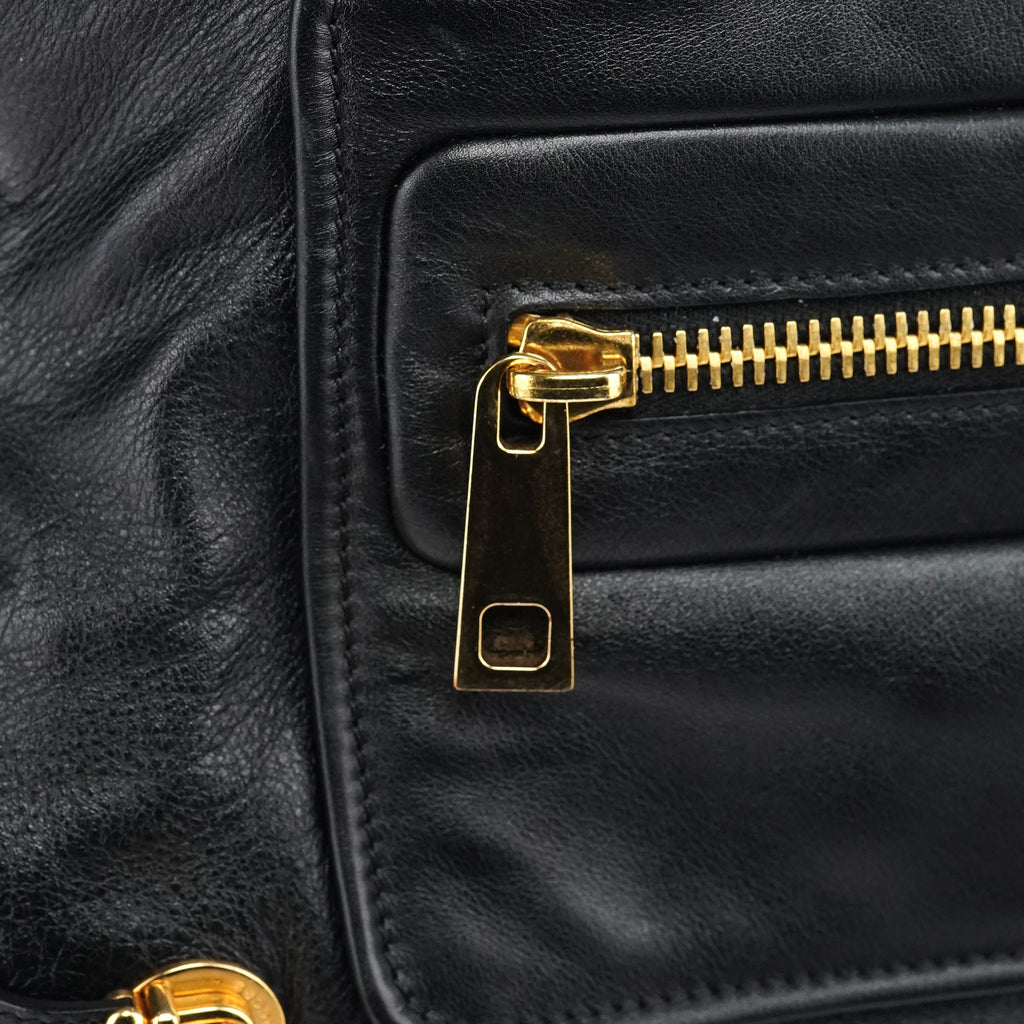 Black Leather Venetia Tote Bag