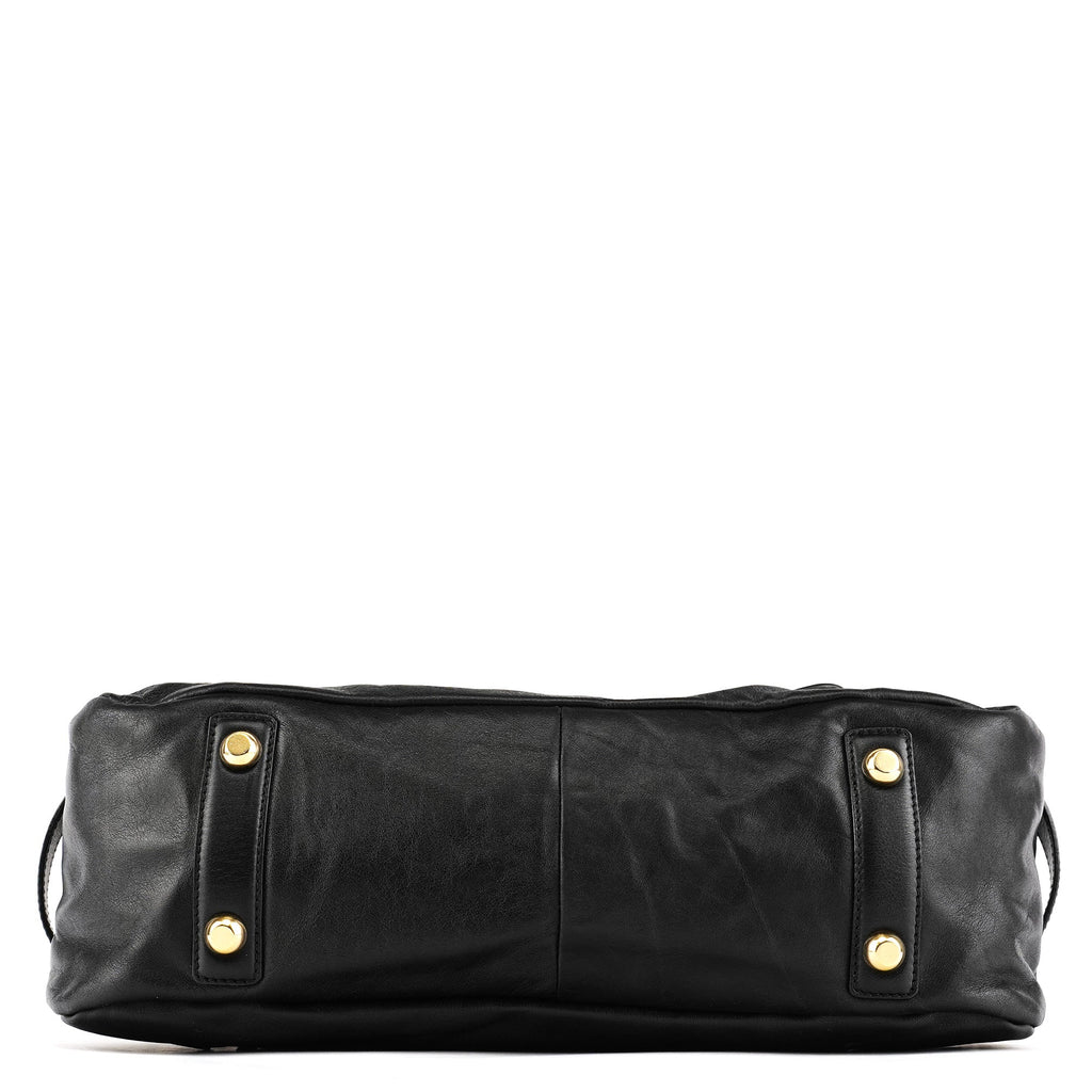 Black Leather Venetia Tote Bag