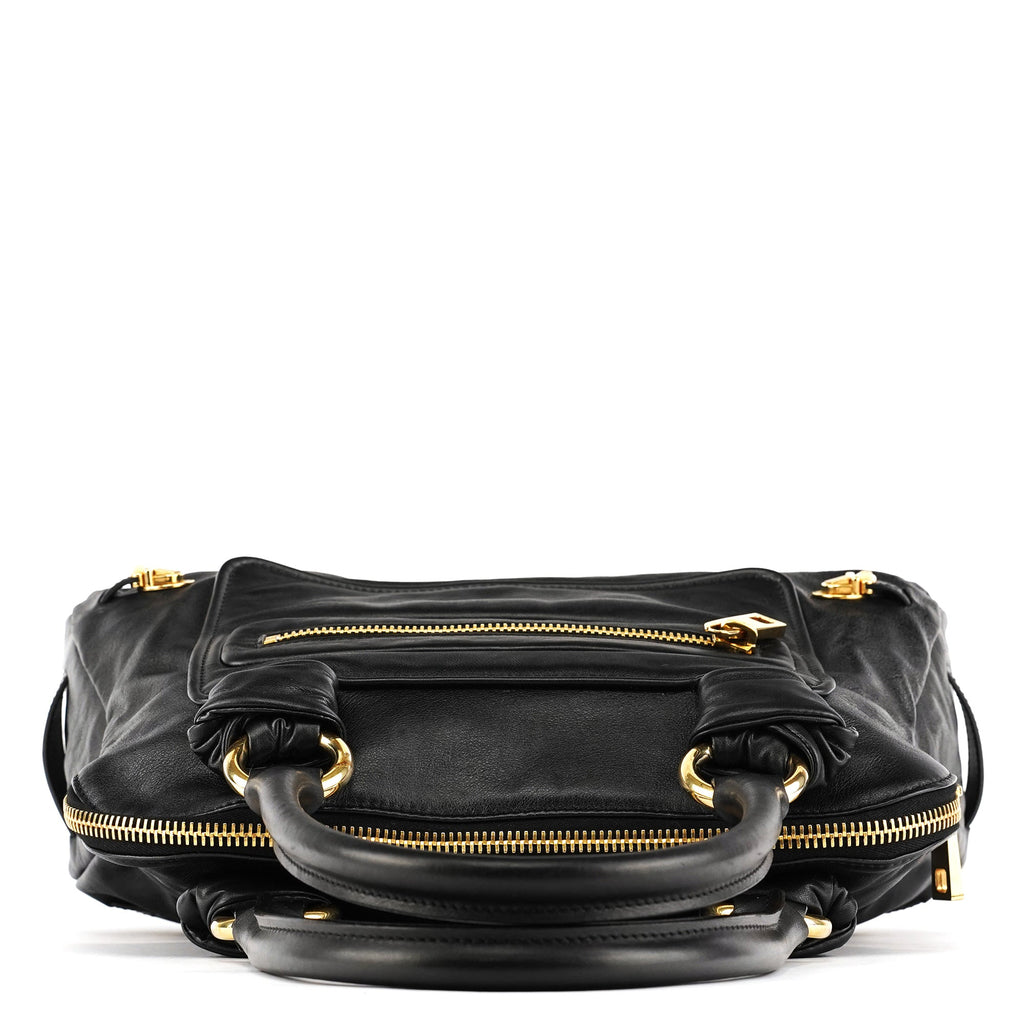 Black Leather Venetia Tote Bag