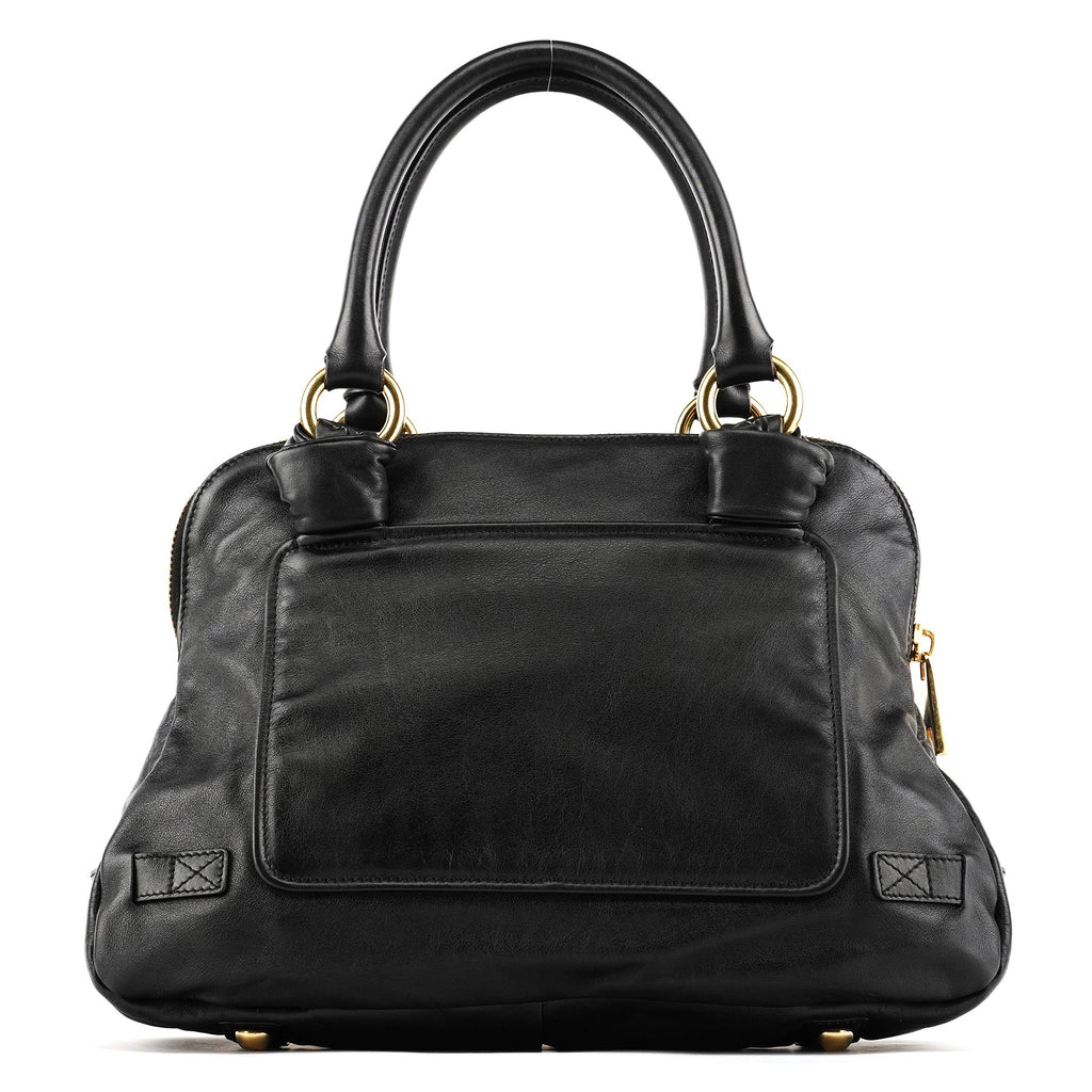 Black Leather Venetia Tote Bag