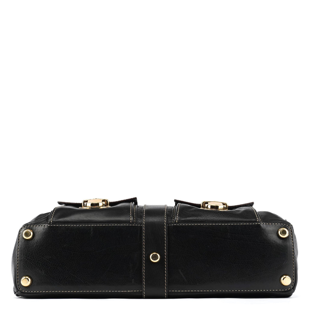 Black Leather Venetia Tote Bag