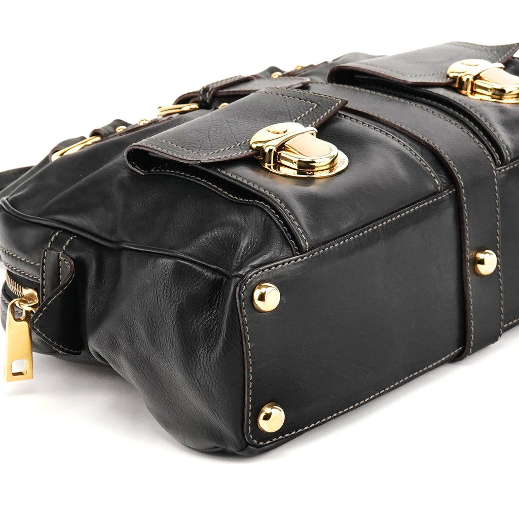 Black Leather Venetia Tote Bag