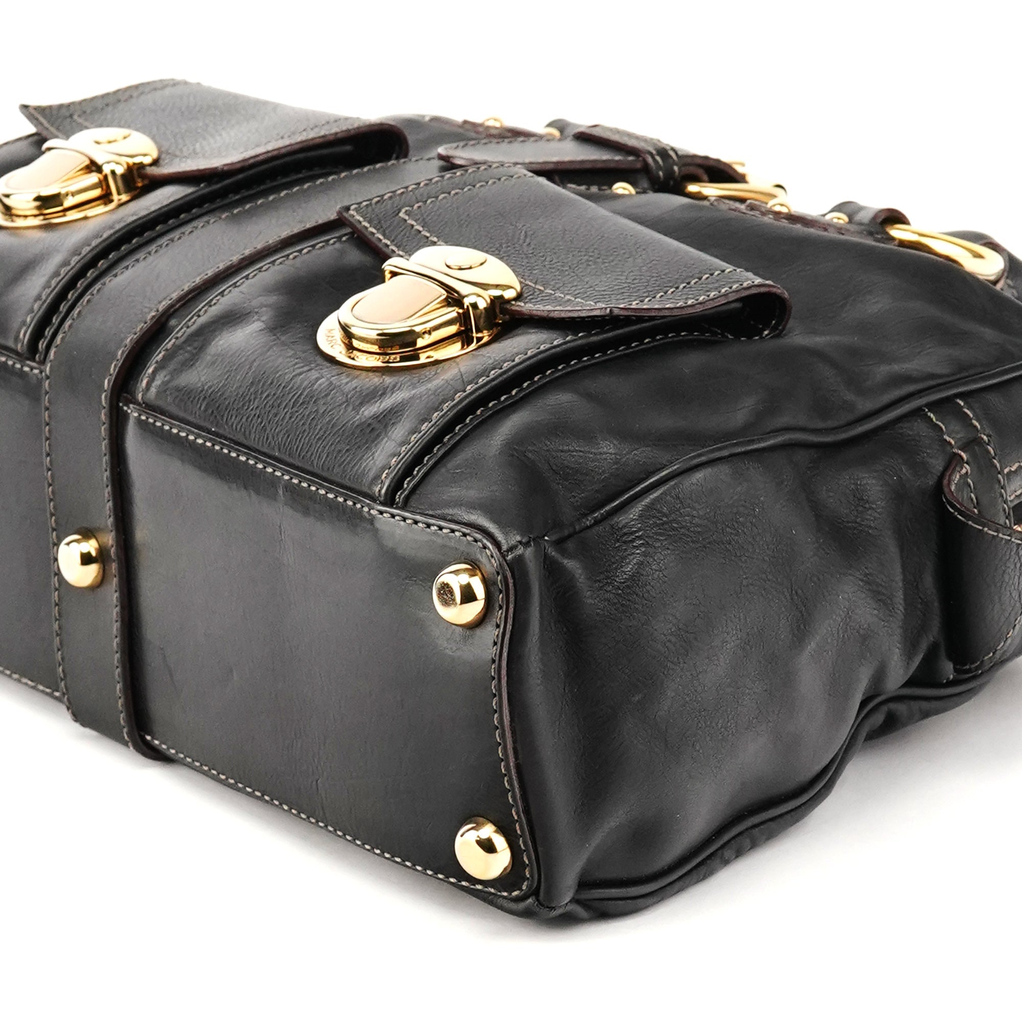 Black Leather Venetia Tote Bag