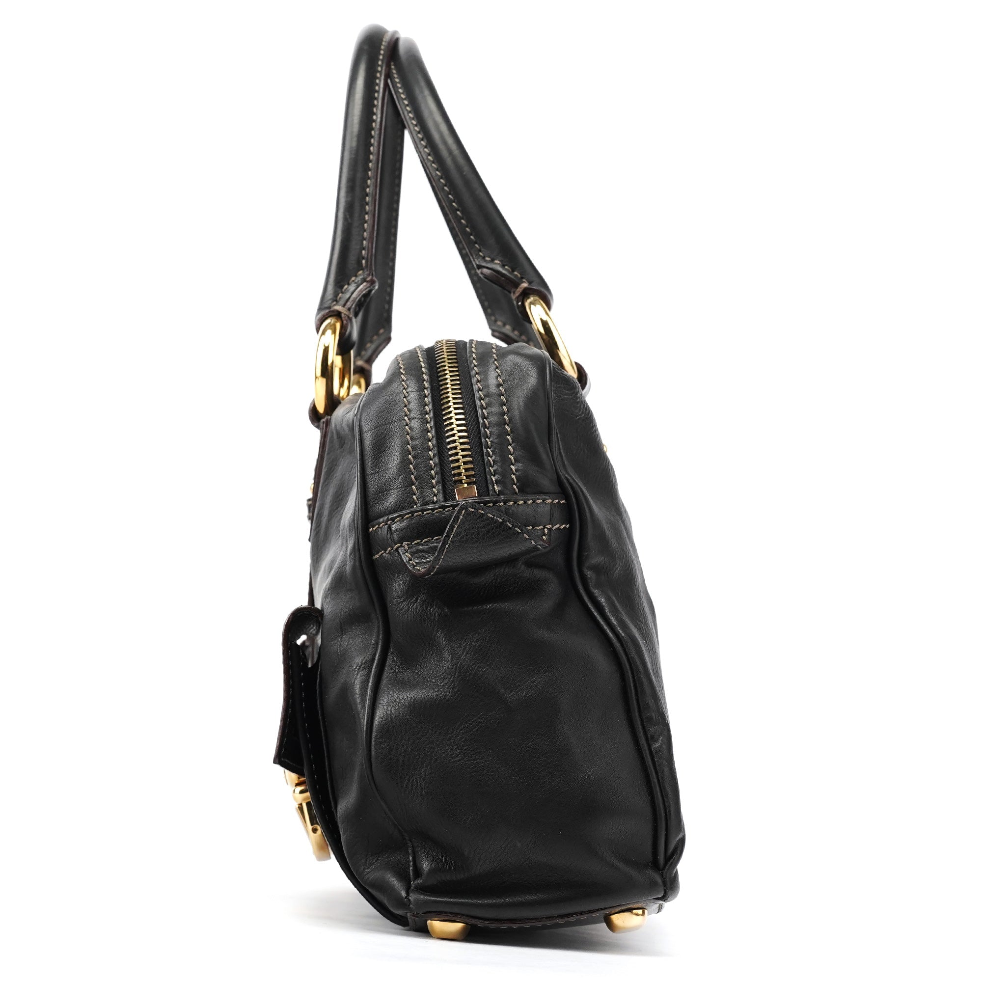 Black Leather Venetia Tote Bag