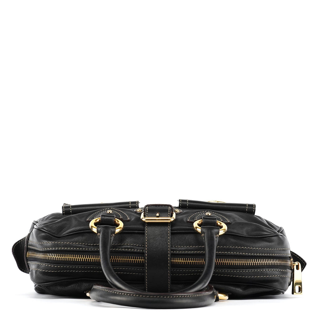Black Leather Venetia Tote Bag