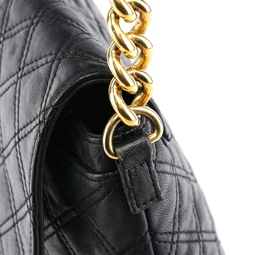 Black Quilted Leather Chain Shoulder Bag