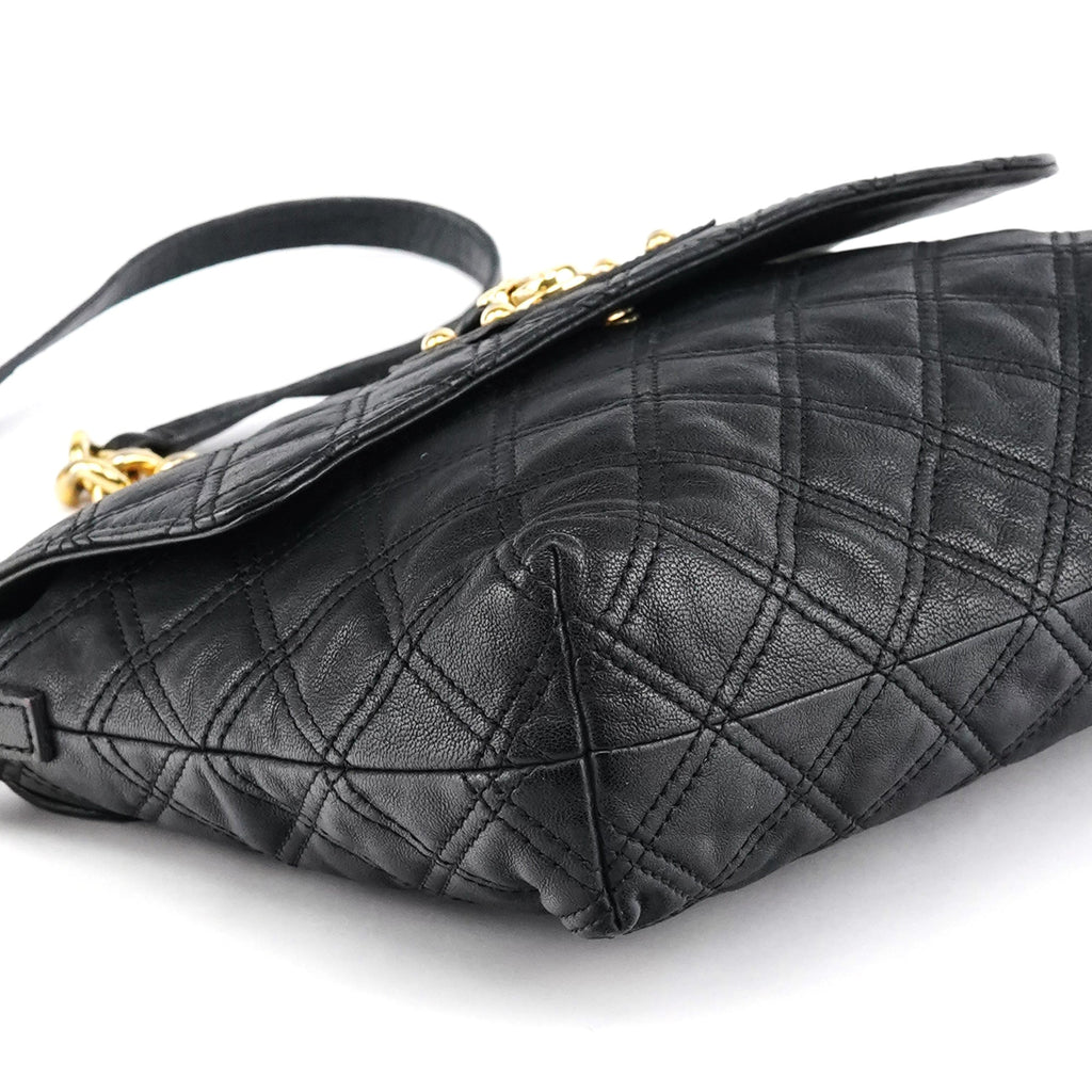 Black Quilted Leather Chain Shoulder Bag