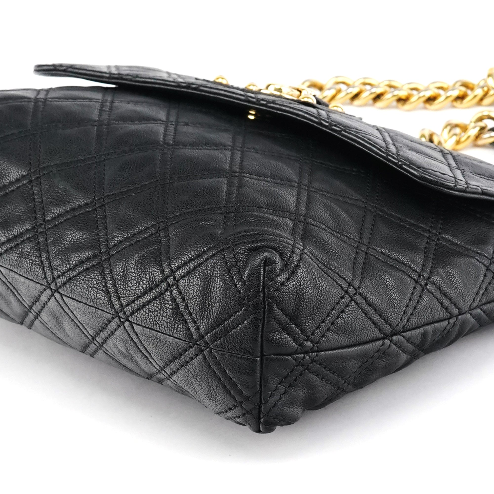 Black Quilted Leather Chain Shoulder Bag