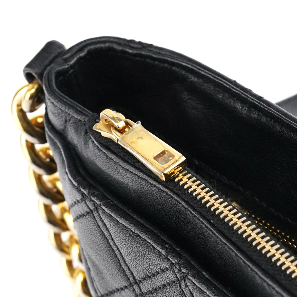 Black Quilted Leather Chain Shoulder Bag