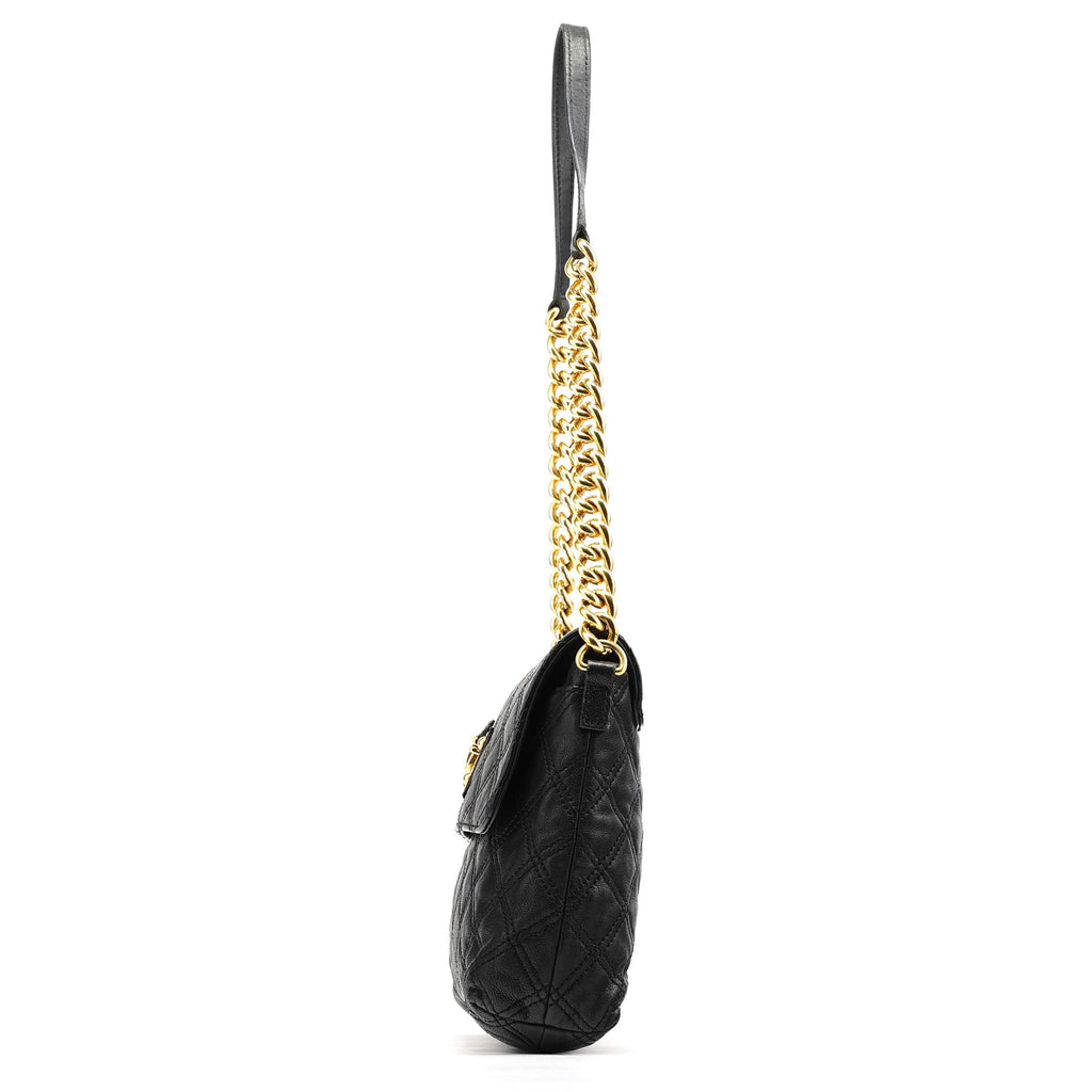 Black Quilted Leather Chain Shoulder Bag