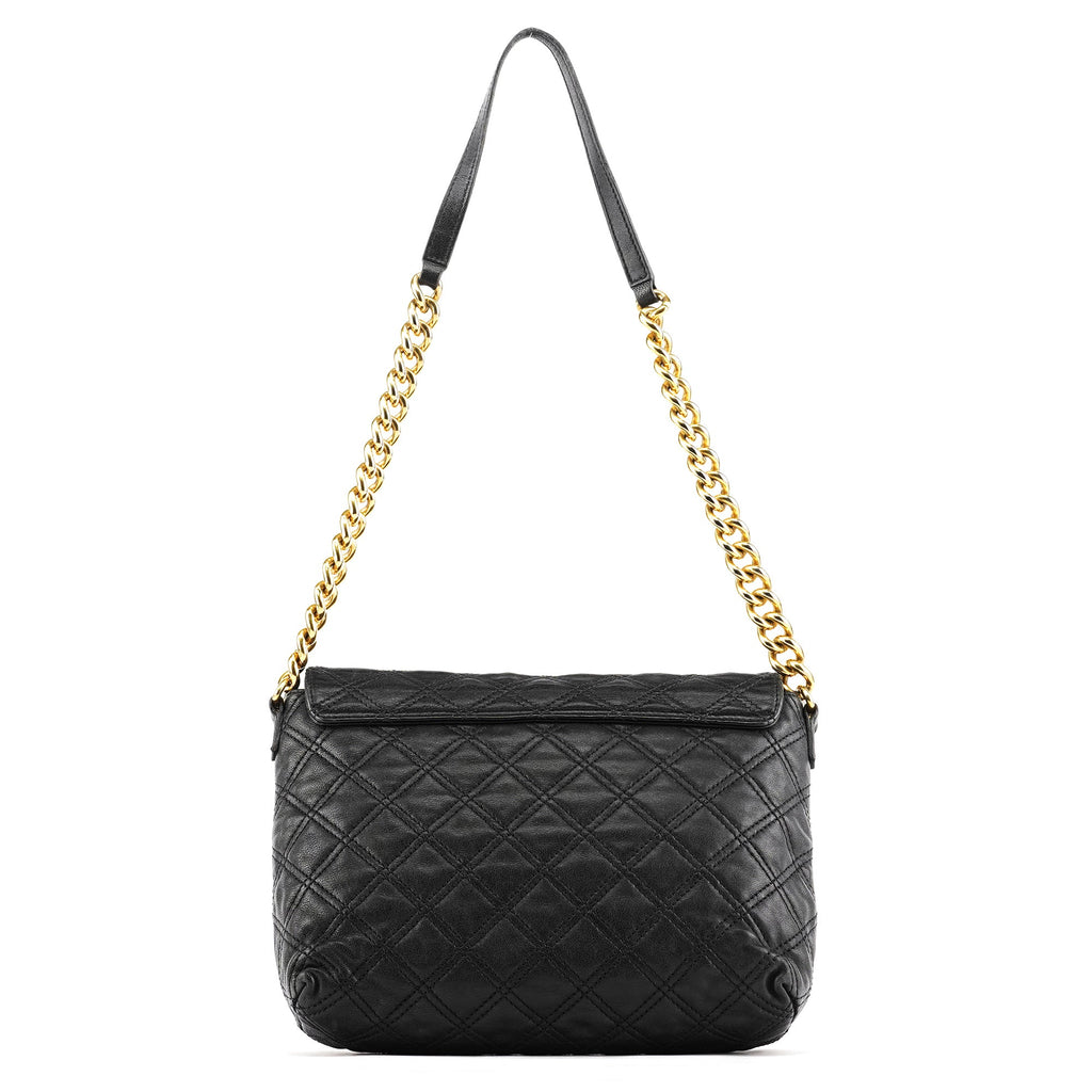 Black Quilted Leather Chain Shoulder Bag