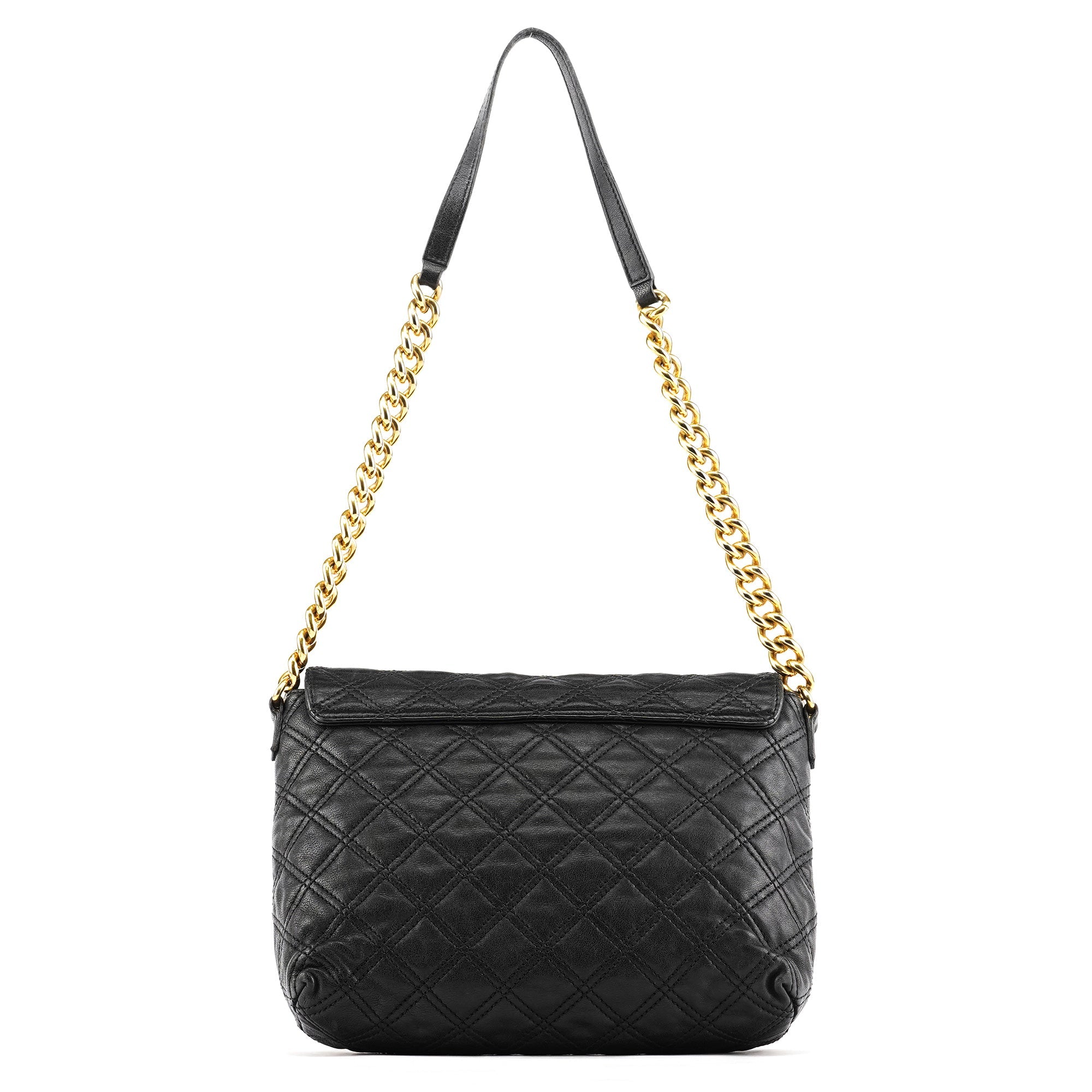 Black Quilted Leather Chain Shoulder Bag