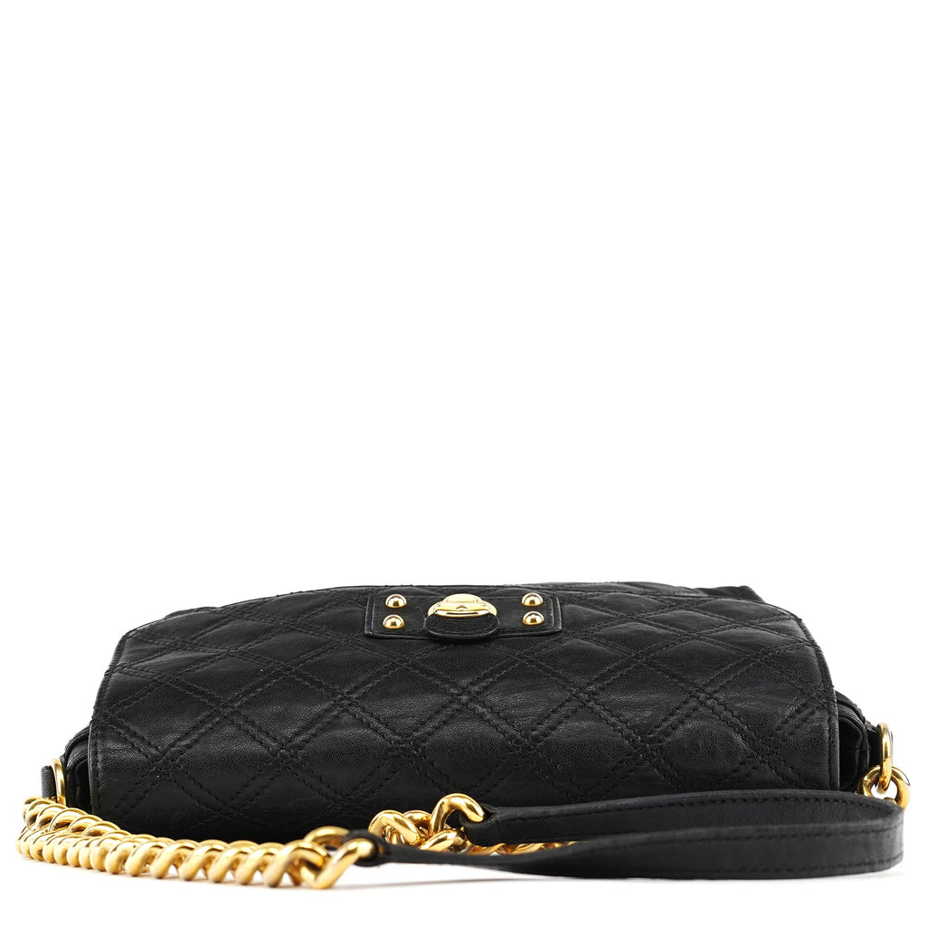 Black Quilted Leather Chain Shoulder Bag