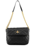 Black Quilted Leather Chain Shoulder Bag