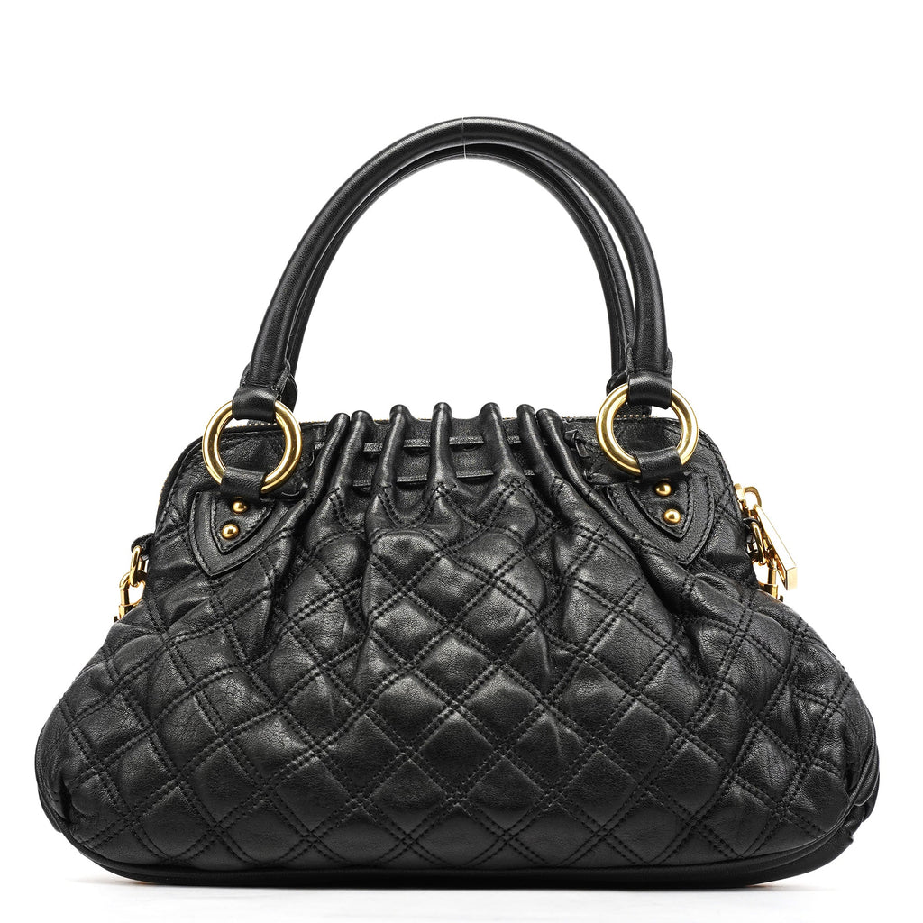 Black Quilted Leather Stam 2-Way Bag
