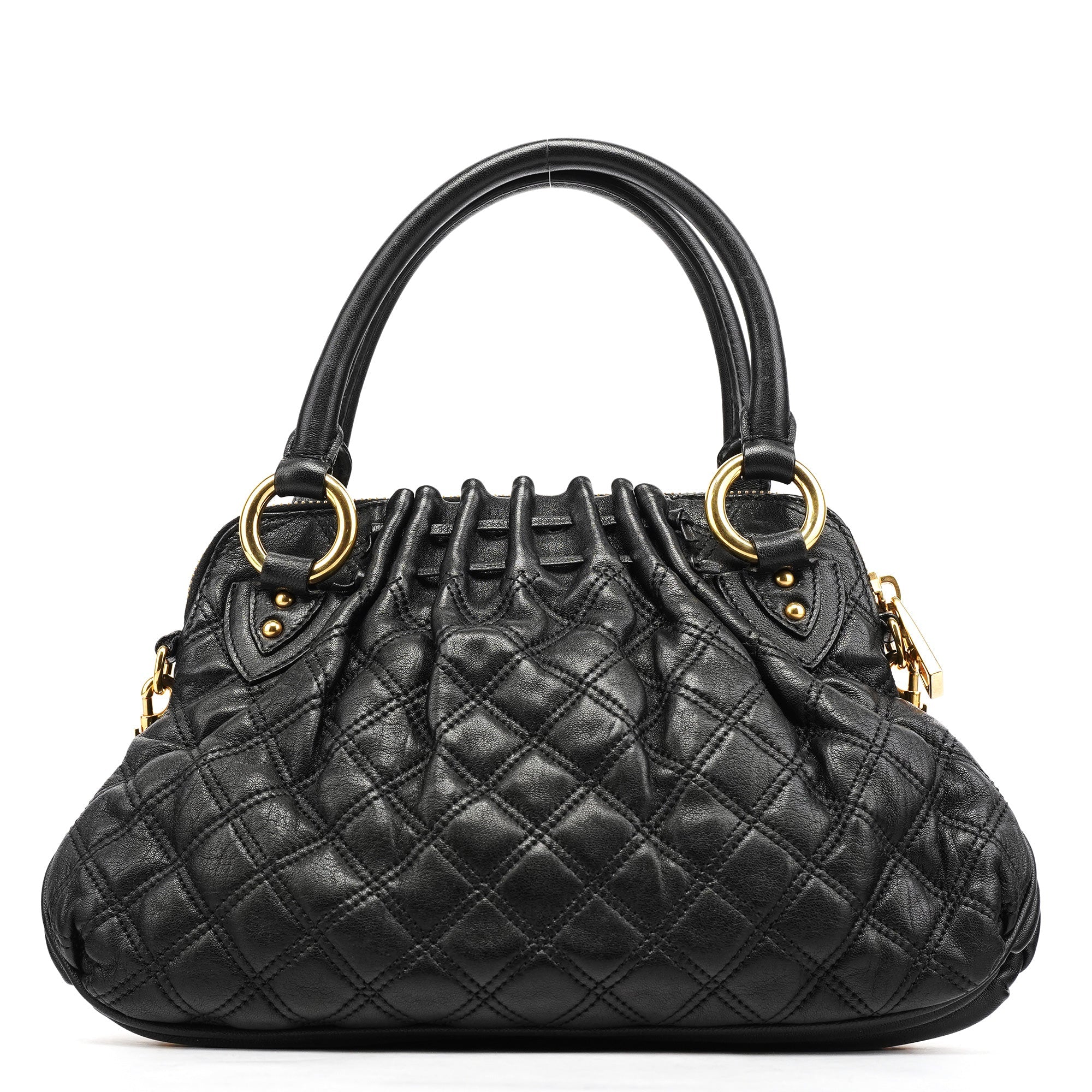 Black Quilted Leather Stam 2-Way Bag