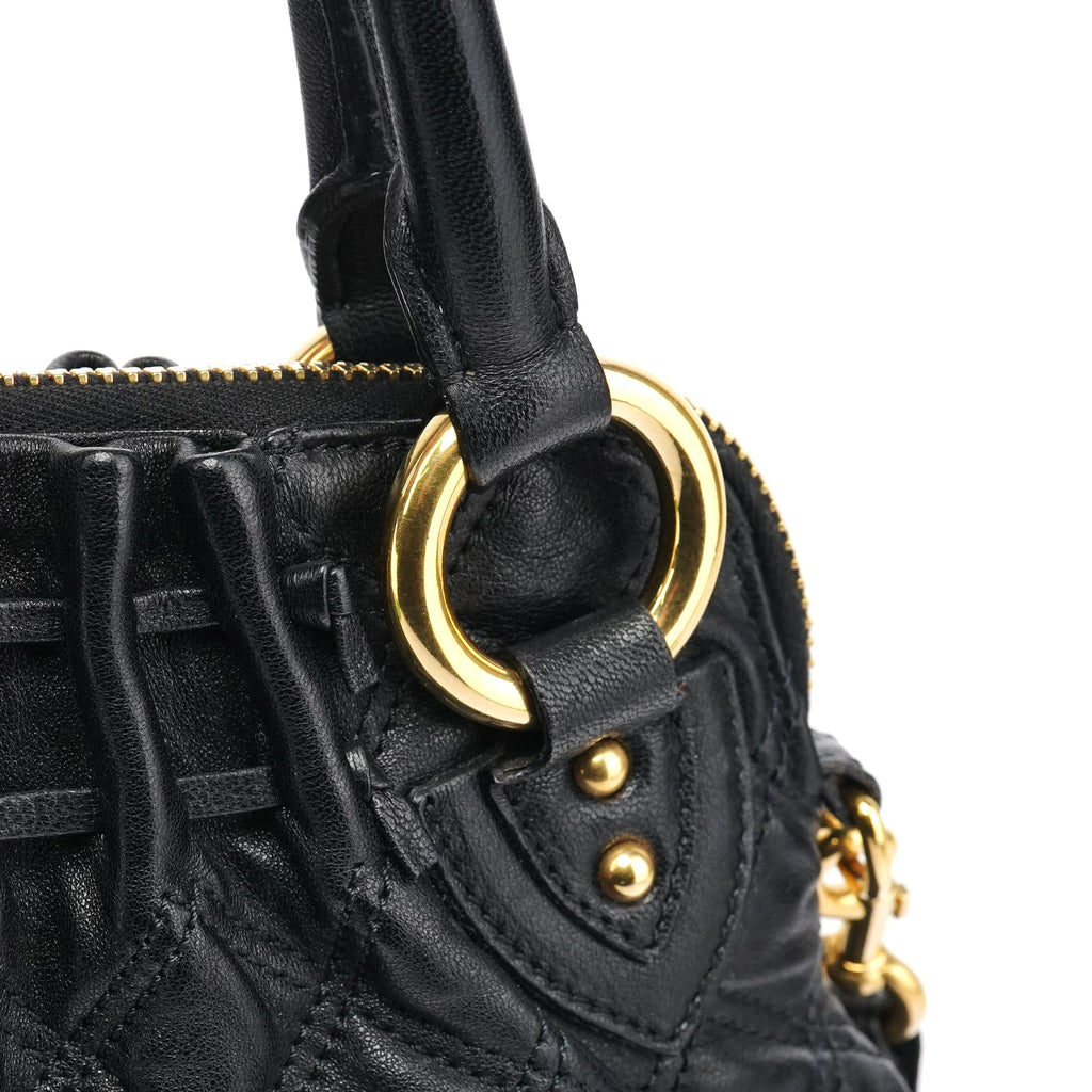 Black Quilted Leather Stam 2-Way Bag
