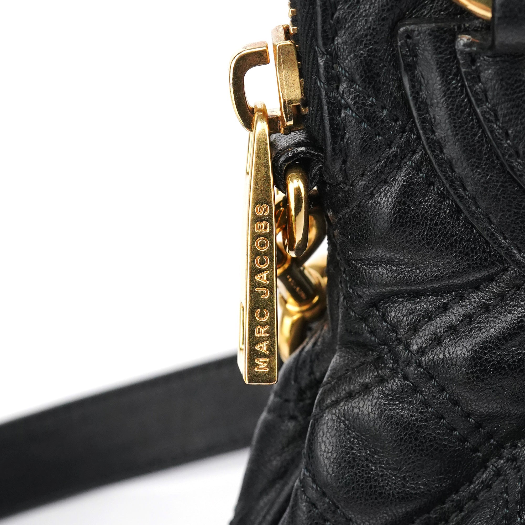 Black Quilted Leather Stam 2-Way Bag