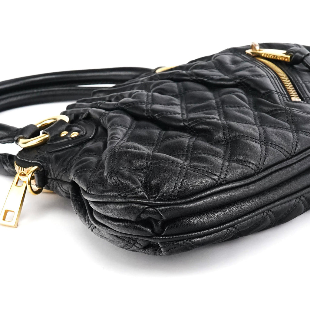 Black Quilted Leather Stam 2-Way Bag