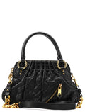 Black Quilted Leather Stam 2-Way Bag