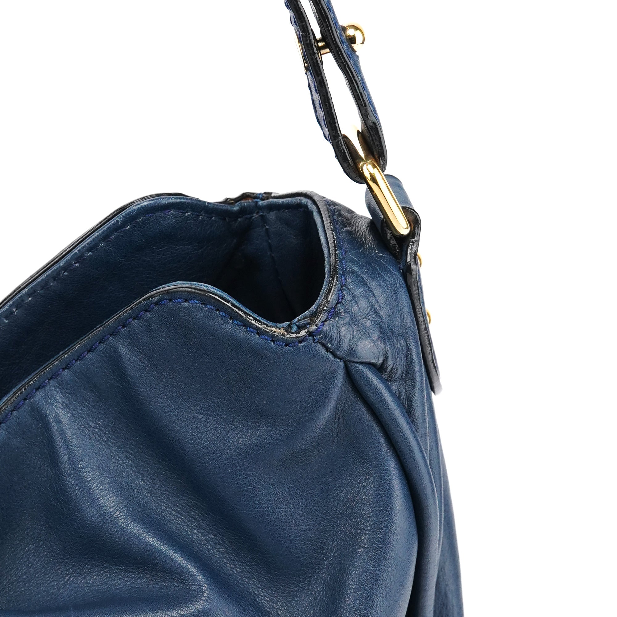 Blue Leather Blake Shoulder Bag