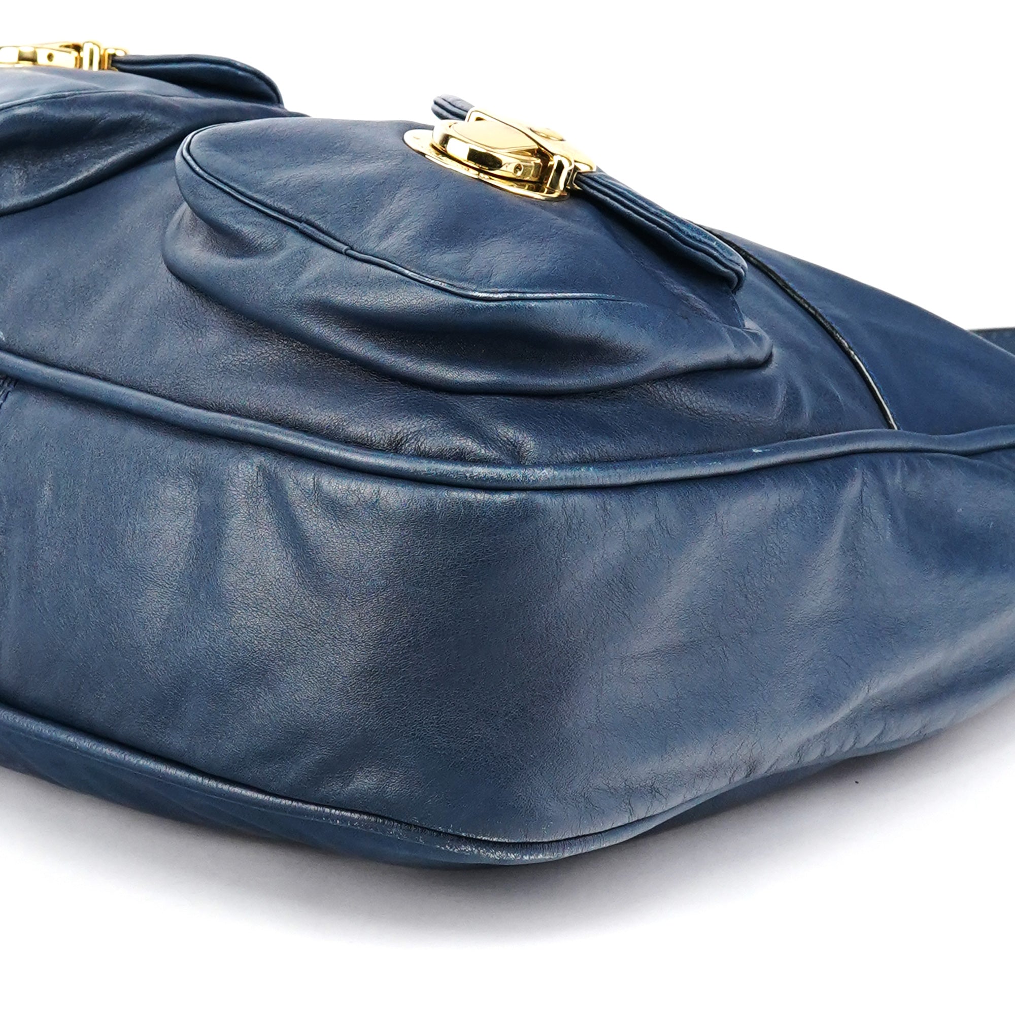 Blue Leather Blake Shoulder Bag
