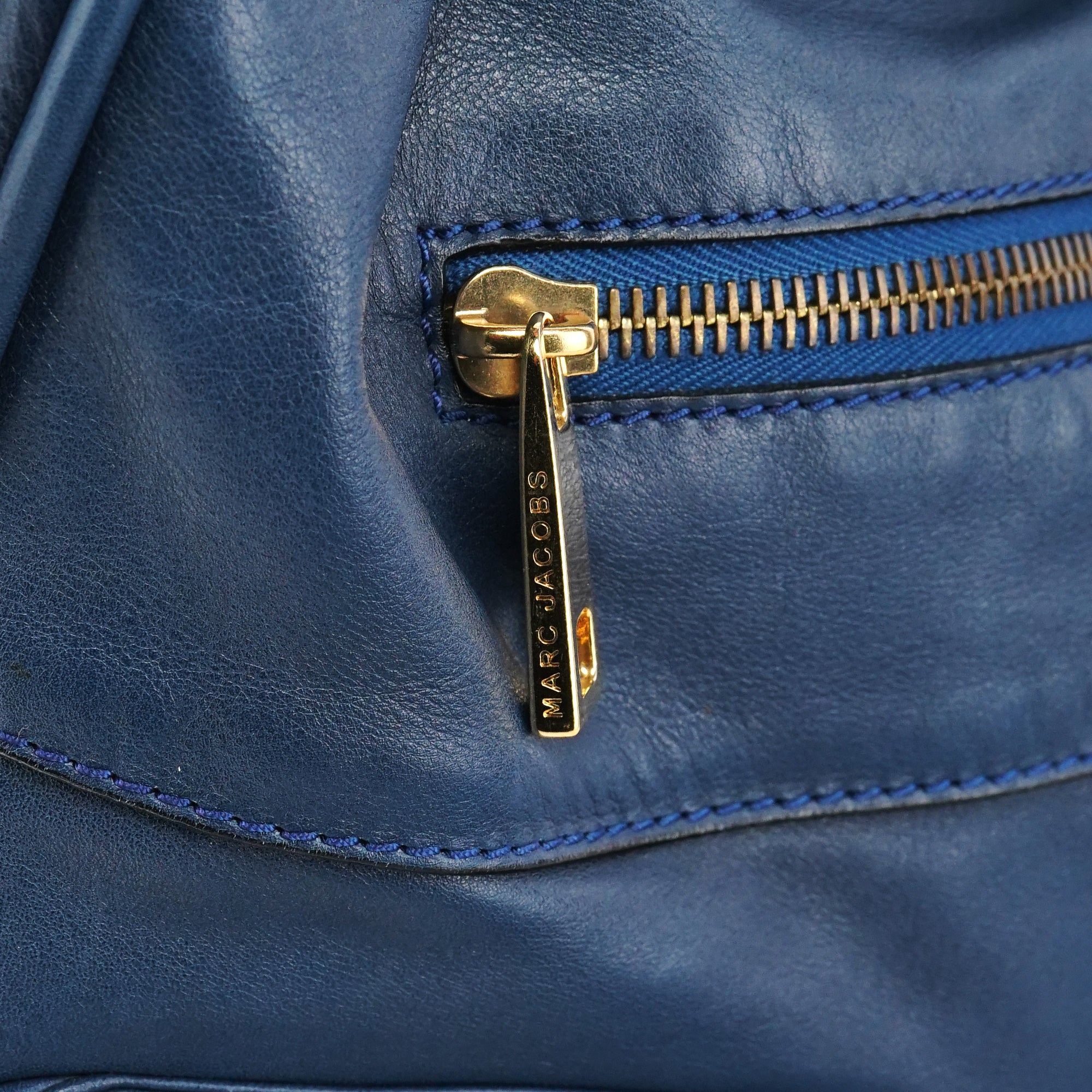 Blue Leather Blake Shoulder Bag