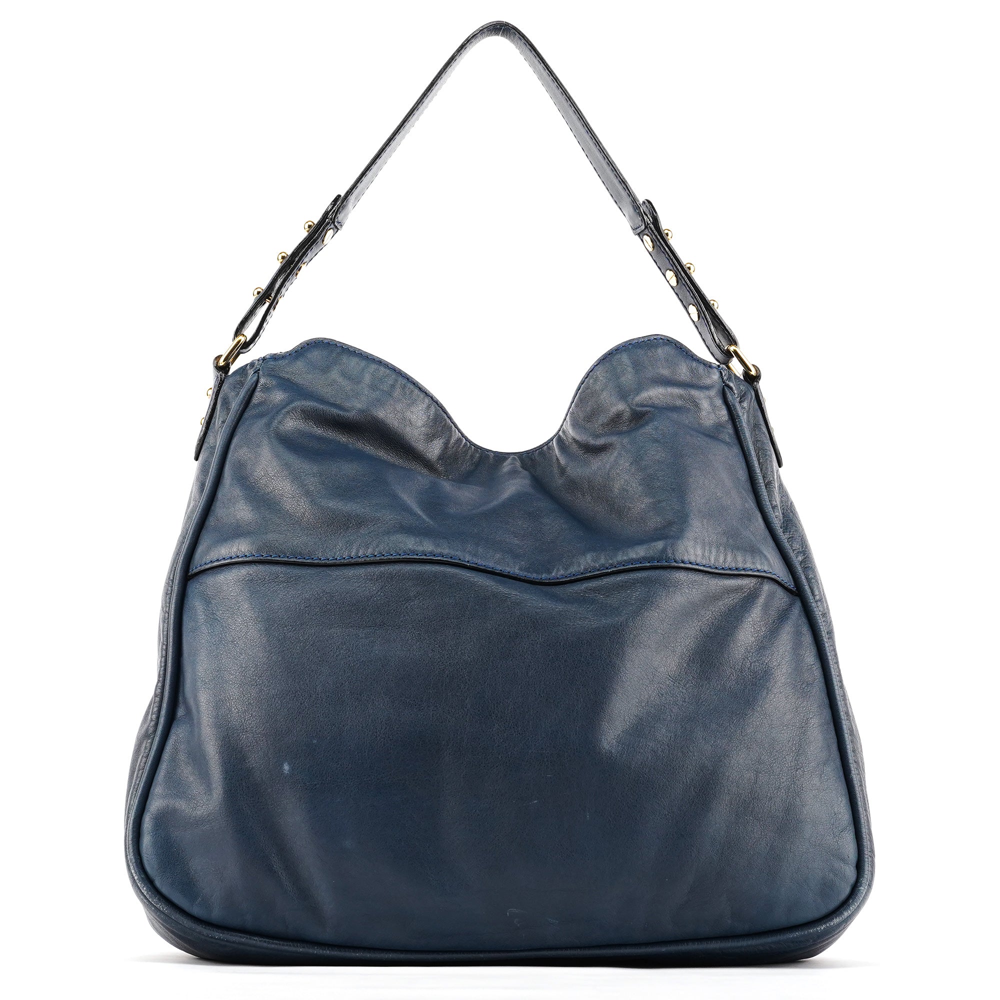 Blue Leather Blake Shoulder Bag