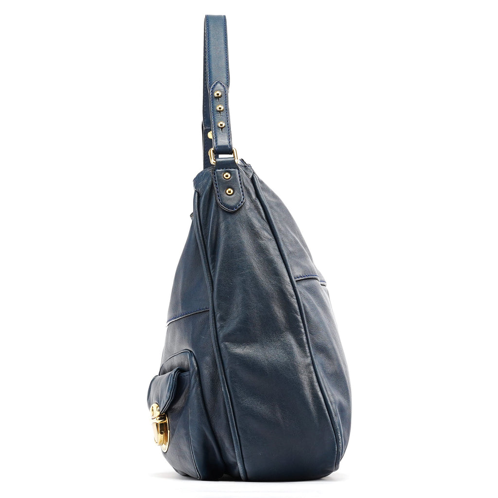 Blue Leather Blake Shoulder Bag